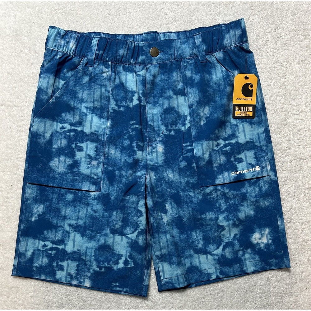 Carhartt Boys Size XL Blue Elastic Waist Printed Lightweight Shorts New (U3)(